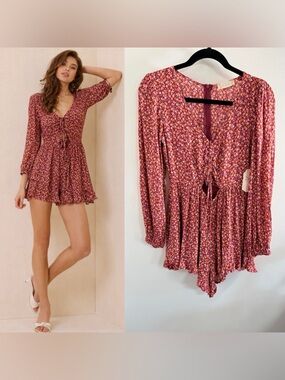 Altar'd State Floral Tie-Front Romper New